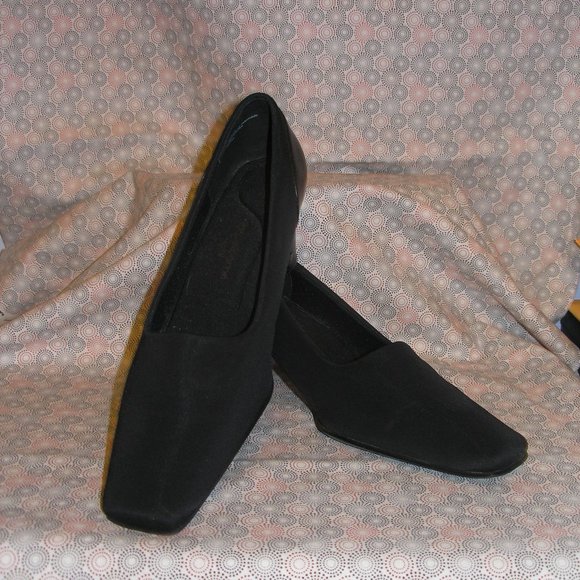 LIz Claiborne Flex Women's Shoes Pumps 9 1/2M Black Square Toe Slip On - Picture 2 of 9